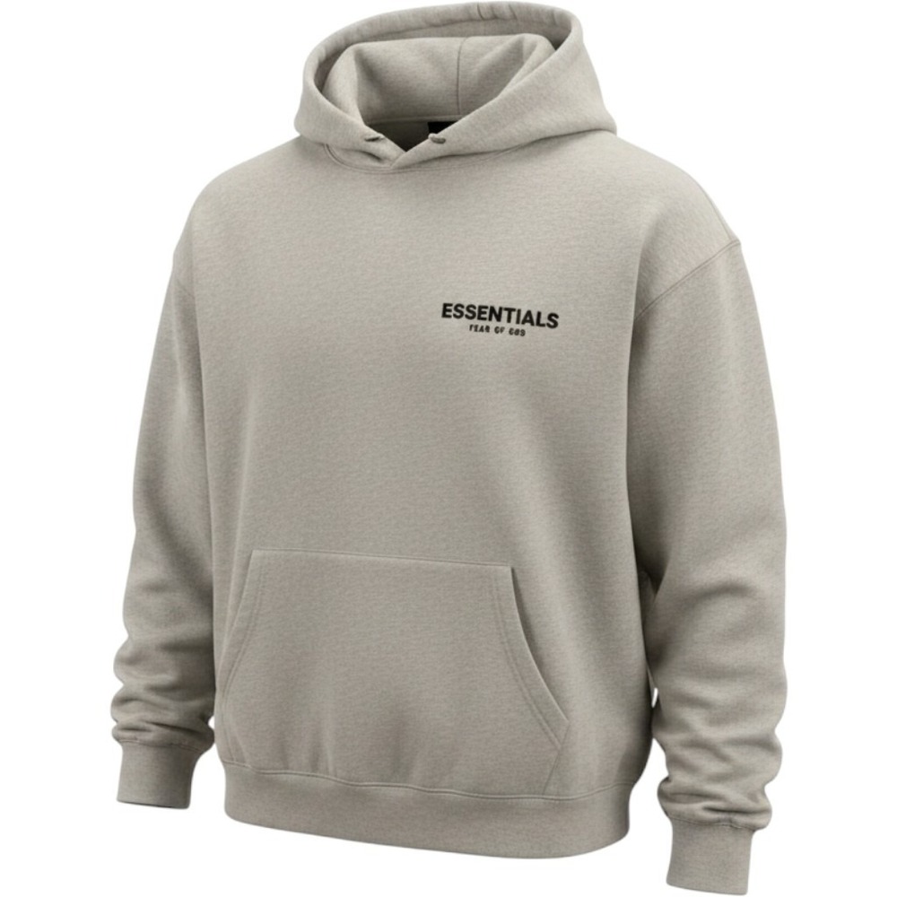 Fear of God Essentials Hoodie Mens XL Dark Oatmeal New Back Logo Fleece Pullover
